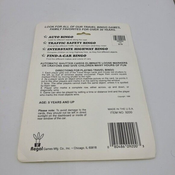 Vintage Travel Bingo Regal Games 2 Pack 4 Cards Green Pink Road Trips Kids - Picture 3 of 3